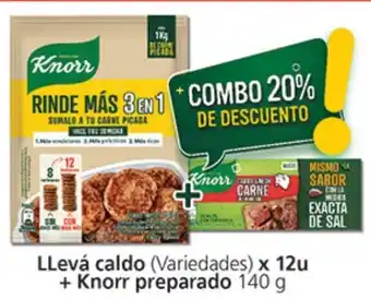 Supermercados Aiello Llevá caldo (Variedades) x 12 u + Knorr preparado 140 g oferta