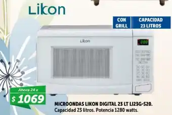 Likon Microondas Likon Digital 25 Lt L123G-S20 23 litros. 1280 watts