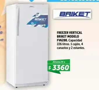 Belgrano Hogar Briket Freezer Vertical Briket Modelo FV6200. 226 litros . oferta