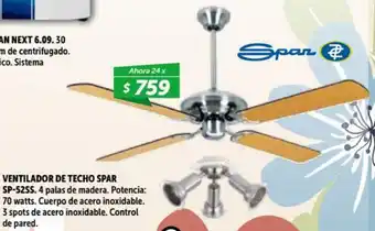 Belgrano Hogar Ventilador De Techo Spar SP-5255, 4 palas de madera. 70 watts. oferta