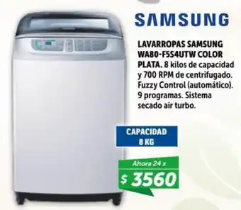 Belgrano Hogar Samsung Lavarropas WA80-F554UTW Color Plata. 8 kilos de capacidad y 700 RPM oferta