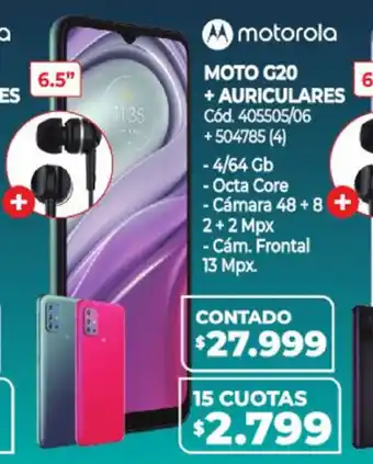 Naldo Lombardi motorola Moto G20 + Auriculares 405505/06+ 504785 (4) 6.5" oferta
