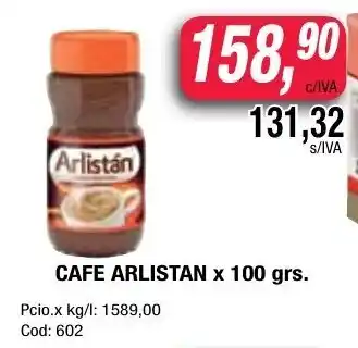 Maxiconsumo Arlistan Cafe x 100 grs. oferta