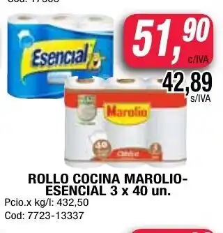 Maxiconsumo Marolio-Esencial Rollo Cocina 3 x 40 un. oferta
