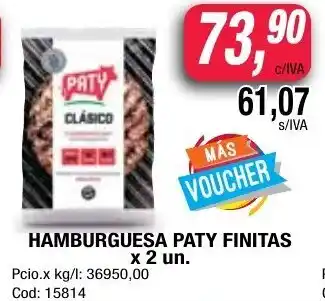 Maxiconsumo Paty Hamburguesa Finitas x 2 un. oferta