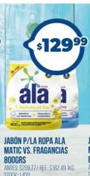 Supermercados Todo Jabón P La Ropa Ala Matic Vs. Fragancias 800grs oferta