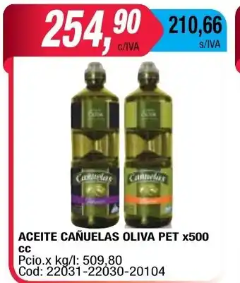 Maxiconsumo Cañuelas Aceite Oliva Pet x500 cc oferta