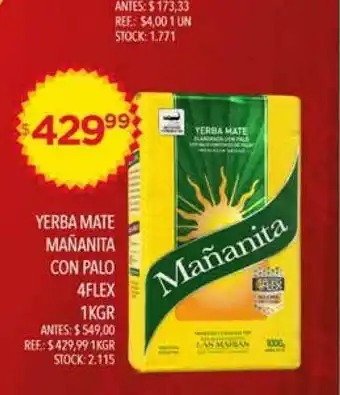Supermercados Todo Yerba Mate Mañanita Con Palo 4flex 1kgr oferta