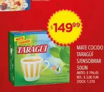 Supermercados Todo Mate Cocido Taragüí S Ensobar 50un oferta