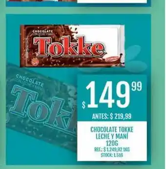 Supermercados Todo Chocolate Tokke Leche Y Mani 120g oferta
