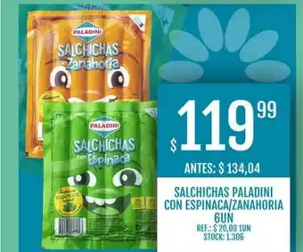 Supermercados Todo Salchichas Paladini Con Espinaca Zanahoria 6un oferta