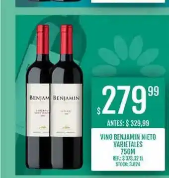Supermercados Todo Vino Benjamin Nieto Varietales 750m oferta