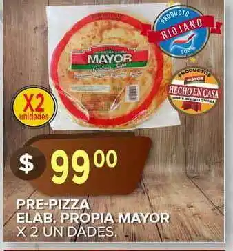 Supermercados Mayor Pre-pizza Elab. Propia Mayor x 2unidades oferta