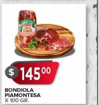 Supermercados Mayor Bondiola Piamontesa x 100gr oferta