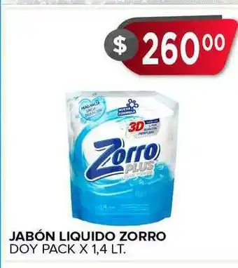 Supermercados Mayor Jabón Liquido Zorro Doy Pack x 1,4lt oferta
