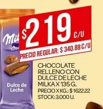 Supermercados DIA Chocolate Relleno Con Dulce De Leche Milka x 135g oferta
