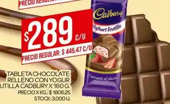 Supermercados DIA Tableta Chocolate Relleno Con Yogur Frutilla Cadbury x 150g oferta