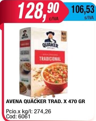 Maxiconsumo Quacker Avena Trad. x 470gr oferta