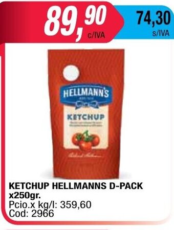 Maxiconsumo Hellmanns Ketchup D-Pack x 250gr oferta