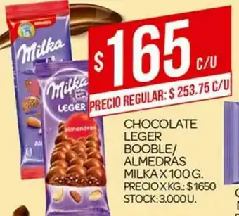 Chocolate Leger Booble Almedras Milka x 100g