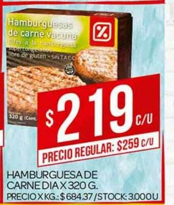 Supermercados DIA Hamburguesa De Carne Dia x 320g oferta