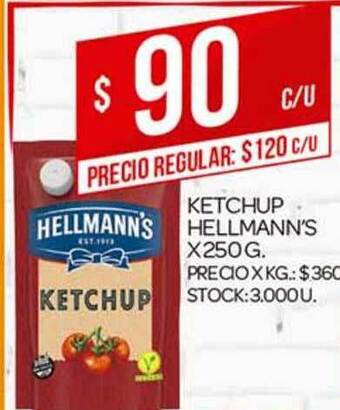 Supermercados DIA Ketchup Hellmann's x 250g oferta