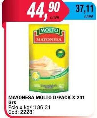 Maxiconsumo Molto Mayonesa D/Pack x 241grs oferta