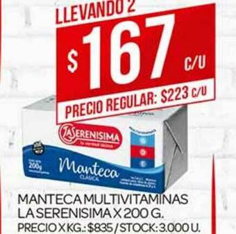 Supermercados DIA Manteca Multivitaminas La Serenisima x 200g oferta