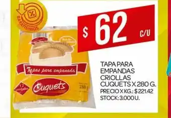 Supermercados DIA Tapa Para Empanada Criollas Cuquets x 280g oferta