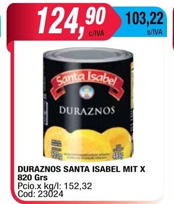 Maxiconsumo Santa Isabel Duraznos Mit x 820grs oferta
