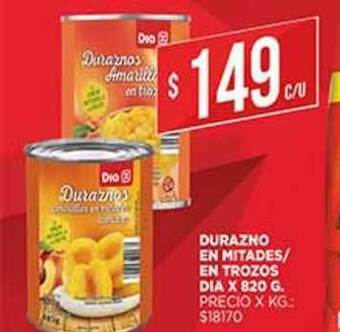 Supermercados DIA Durazno En Mitades En Trozos Dia x 820 g oferta