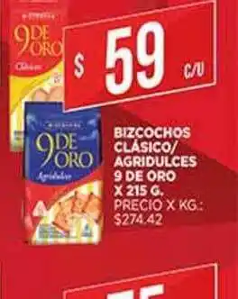 Supermercados DIA Bizcochos Clásico Agridulces 9 De Oro x 215 g oferta