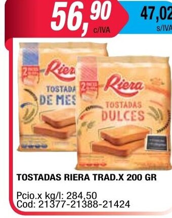 Maxiconsumo Riera Tostadas Trad. x 200gr oferta