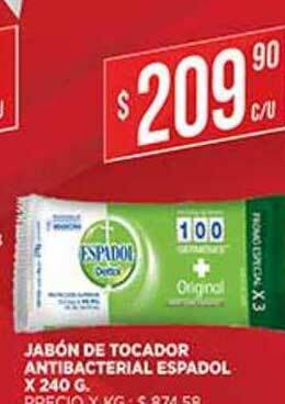 Supermercados DIA Jabón De Tocador Antibacterial Espadol x 240 g oferta
