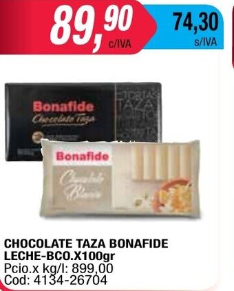 Maxiconsumo Bonafide Chocolate Taza Leche-BCO. x 100gr oferta