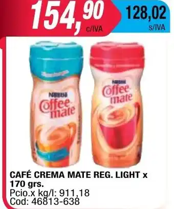Maxiconsumo Crema Mate Cafè Reg. Light x 170grs oferta