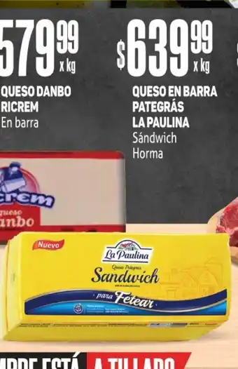 Makro Queso En Barra Pategrás La Paulina Sándwich Horma oferta