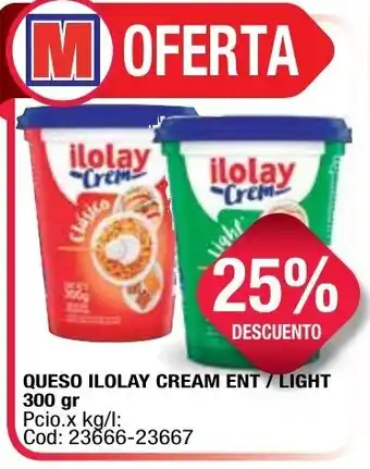 Maxiconsumo Ilolay Cream Queso Ent/Light 300gr oferta