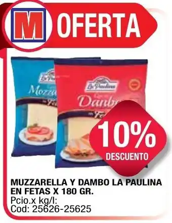 Maxiconsumo Dambo Muzzarella Y La Paulina En Fetas x 180gr oferta