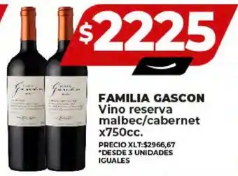 Supermayorista Vital FAMILIA GASCON Vino reserva malbec/cabernet x 750cc. oferta