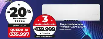 Supermayorista Vital Aire acondicionado frío/calor 2300-2750w oferta