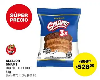 Atomo Conviene ALFAJOR SMAMS DULCE DE LECHE 81g oferta
