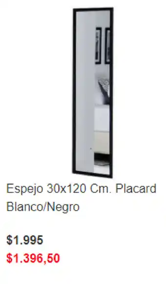 Easy Espejo 30x120 cm. Placard Blanco/Negro oferta