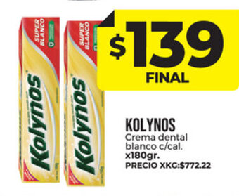 Supermayorista Vital Kolynos Crema dental blanco c/cal. x 180gr. oferta