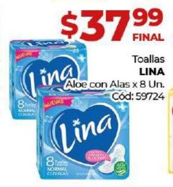 Diarco Lina Toallas Aloe Con Alas x 8 un oferta