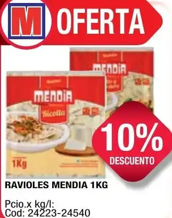 Maxiconsumo Mendia Ravioles 1kg oferta