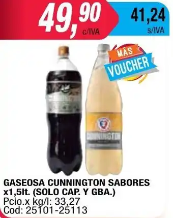 Maxiconsumo Cunnington Gaseosa Sabores x 1,5lt (Solo Cap. Y GBA) oferta