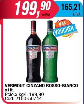 Maxiconsumo Cinzano Vermout Rosso Bianco x 1lt oferta