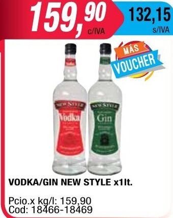 Maxiconsumo Vodka/Gin New Style x 1lt oferta