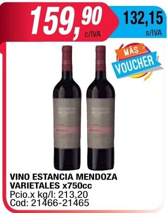 Maxiconsumo Vino Estancia Mendoza Varietales x 750cc oferta